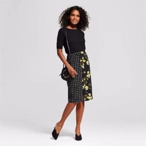 Who What Wear | Floral & Window Pane Pencil Skirt